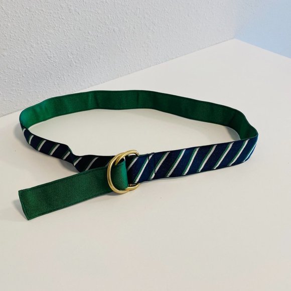 Brooks Brothers Fleece Boys Tie Striped D-Ring Belt Sz Medium - Picture 2 of 4